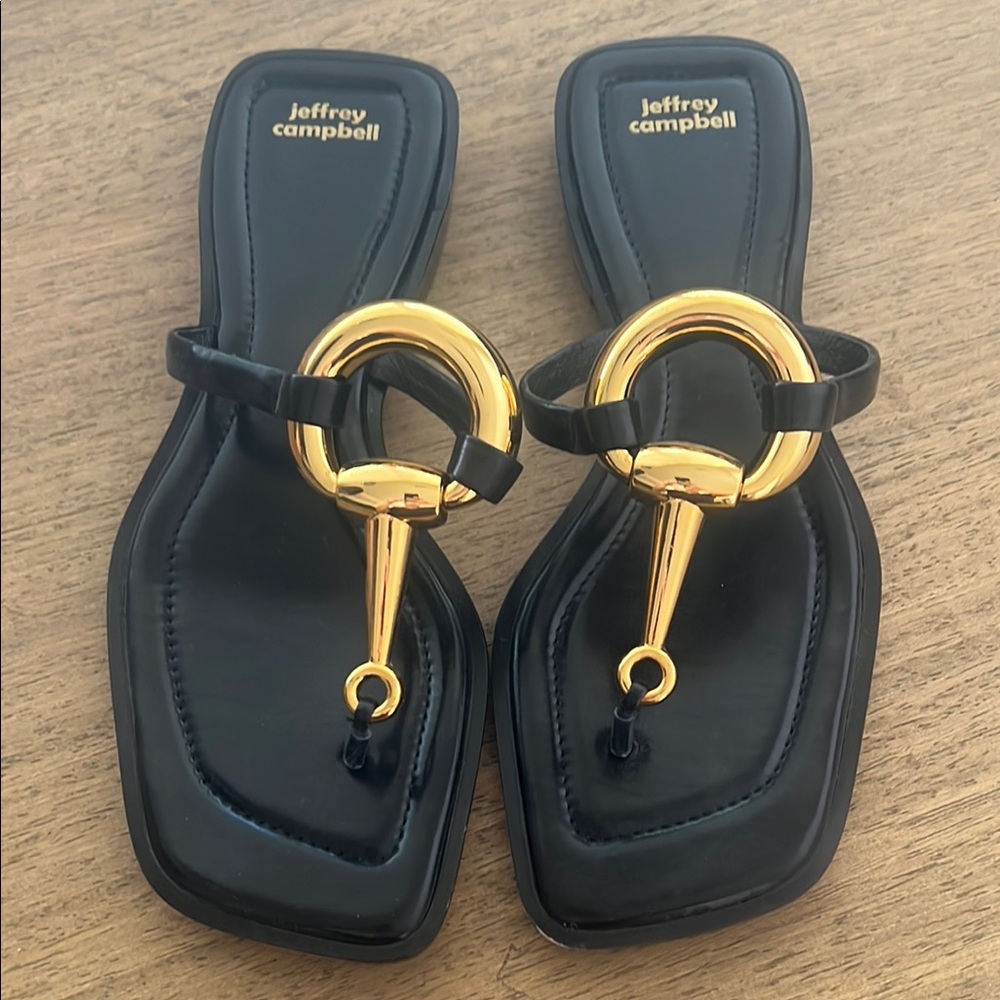 Jeffrey Campbell Black and Gold Women's Sandals